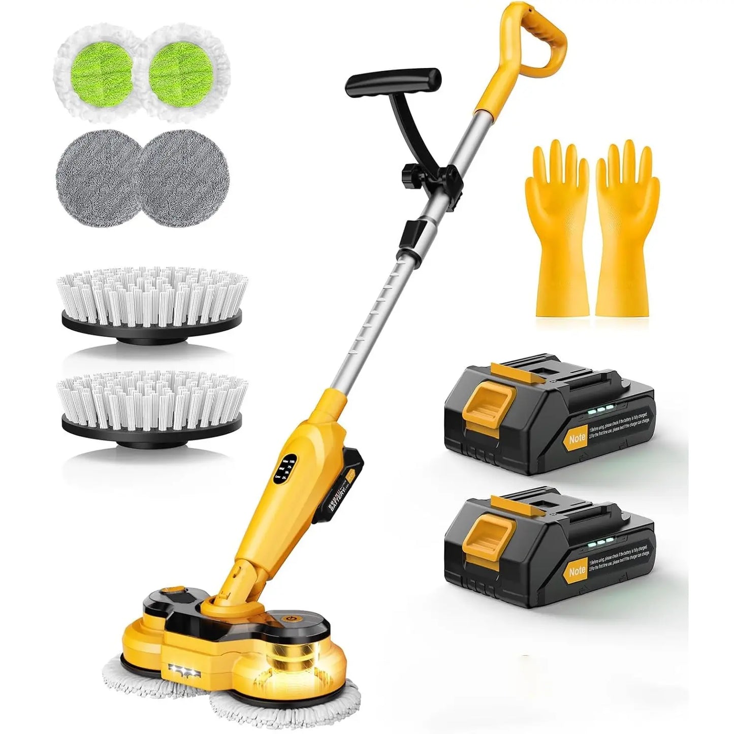 Qimedo 800RPM Cordless Electric Mop, 6000Mah Battery Electric Power Scrubber & Mops for Floor Cleaning, Best Automatic Spin Mops with Smart Display,Rotating Mop with LED Light & Water Spray