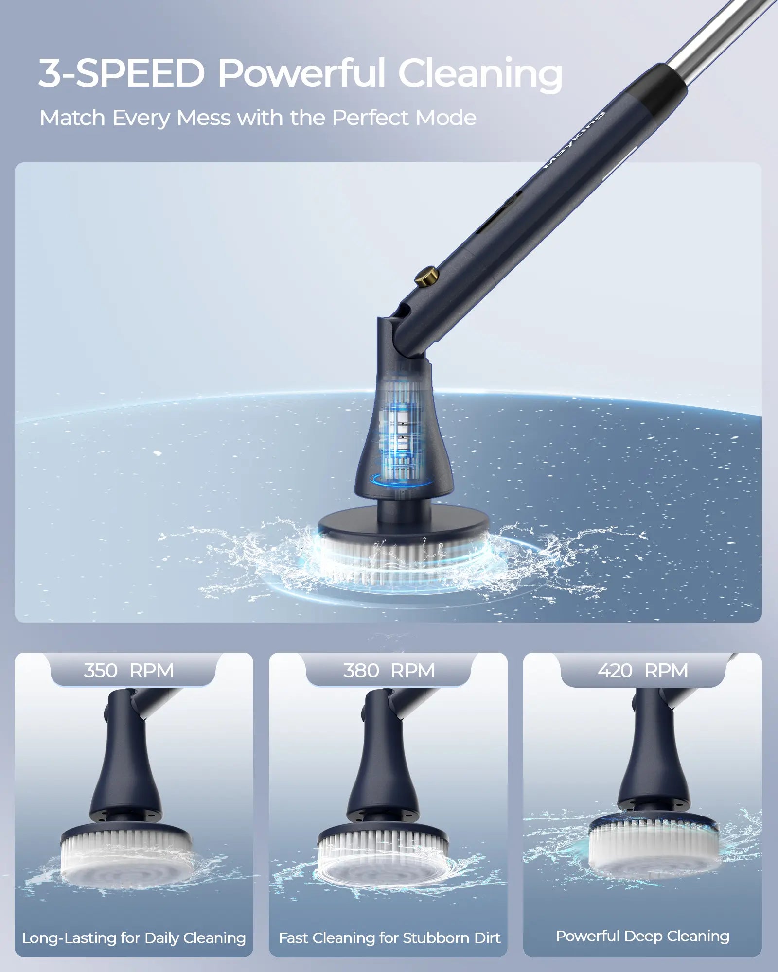 Mayking Electric Spin Scrubber with 9 Brush Heads, 3-Angle & 4-Length Adjustable Cordless Power Scrubber, 3-Speed & Battery LED Display, Electric Scrubber for Cleaning Bathroom Bathtub Floor Tiles Summerwins,Summerwins
