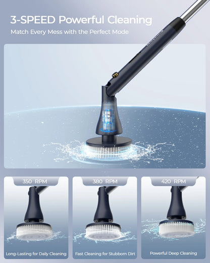 Mayking Electric Spin Scrubber with 9 Brush Heads, 3-Angle & 4-Length Adjustable Cordless Power Scrubber, 3-Speed & Battery LED Display, Electric Scrubber for Cleaning Bathroom Bathtub Floor Tiles Summerwins,Summerwins