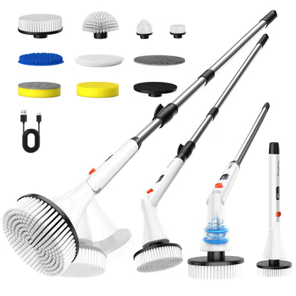 Mayking Electric Spin Scrubber with 9 Brush Heads, 3-Angle & 4-Length Adjustable Cordless Power Scrubber, 3-Speed & Battery LED Display, Electric Scrubber for Cleaning Bathroom Bathtub Floor Tiles Summerwins,Summerwins