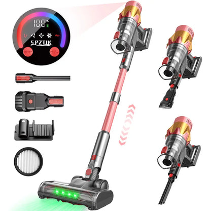 Vacuum Cleaners for Home Cordless, Rechargeable Powerful Handheld Vacuum Cleaner, Detachable Battery, LED Brush, Vacuum Cleaners for Home, Handheld Vacuum for Pet Hair/Carpet/Floor