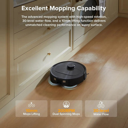 Qrevo Series Robot Vacuum and Mop, 8000Pa Suction, Upgraded from Qrevo S, Anti-Tangle Brushes, Obstacle Avoidance, Auto Mop Washing, -In-One Dock, 200RPM Spinning Mops, Black(Qv 35A)
