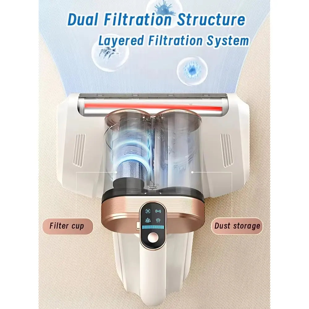 Vacuum Cleaner, Bed Vacuum Cleaner with Uv-C Light,13000Pa Suction, Usb Rechargeable Handheld Vacuum for Couches Self Cleaning System Cordless Vacuum