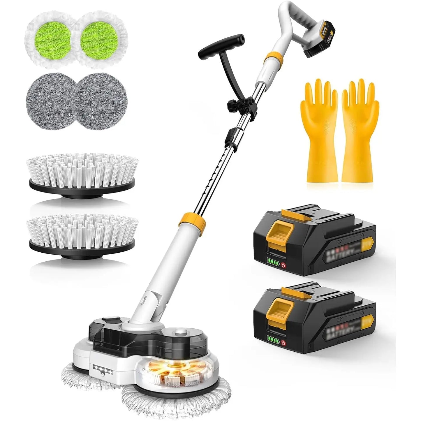 Qimedo 800RPM Cordless Electric Mop, 6000Mah Battery Electric Power Scrubber & Mops for Floor Cleaning, Best Automatic Spin Mops with Smart Display,Rotating Mop with LED Light & Water Spray