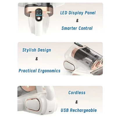 Vacuum Cleaner, Bed Vacuum Cleaner with Uv-C Light,13000Pa Suction, Usb Rechargeable Handheld Vacuum for Couches Self Cleaning System Cordless Vacuum