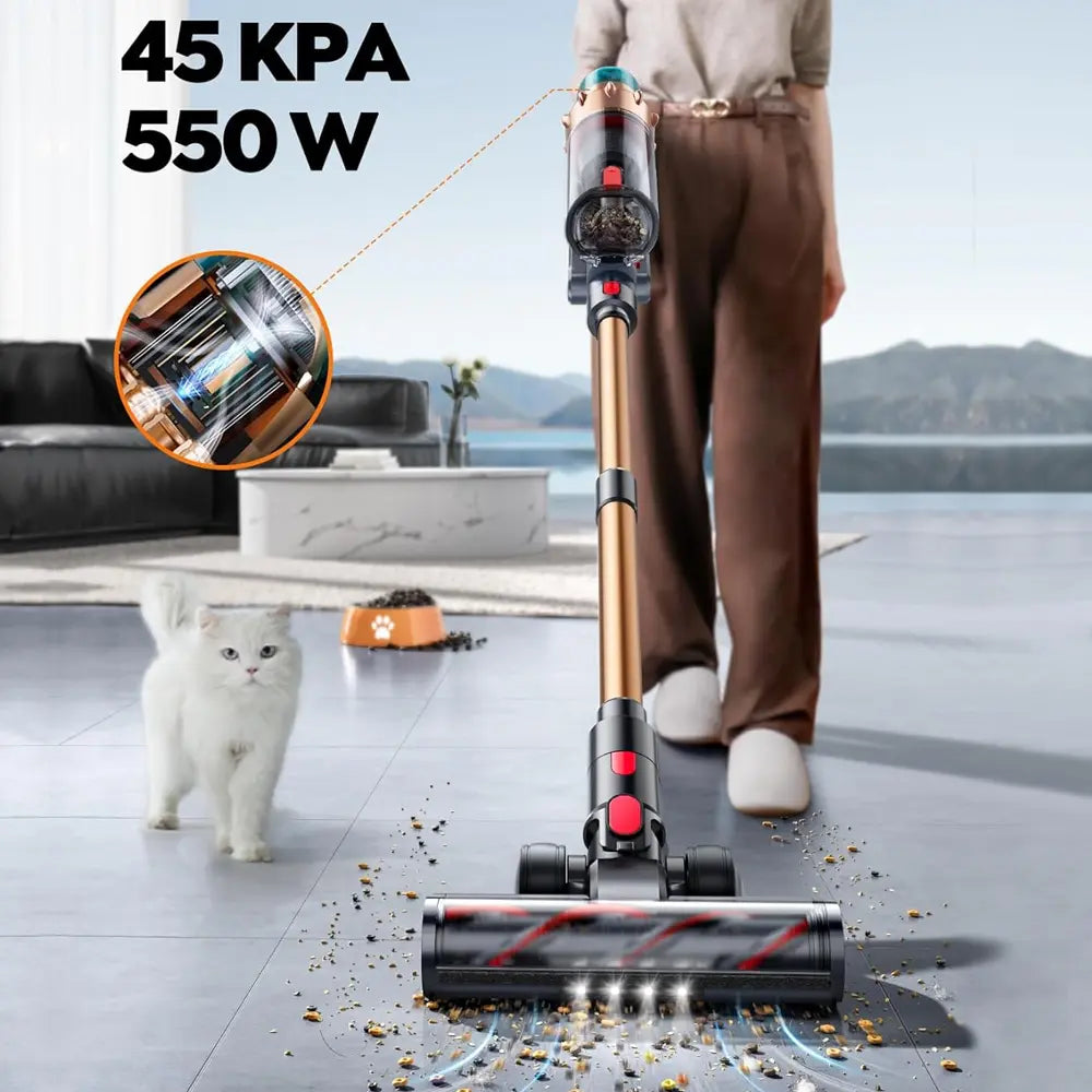 Vacuum Cleaners for Home Cordless, Rechargeable Powerful Handheld Vacuum Cleaner, Detachable Battery, LED Brush, Vacuum Cleaners for Home, Handheld Vacuum for Pet Hair/Carpet/Floor