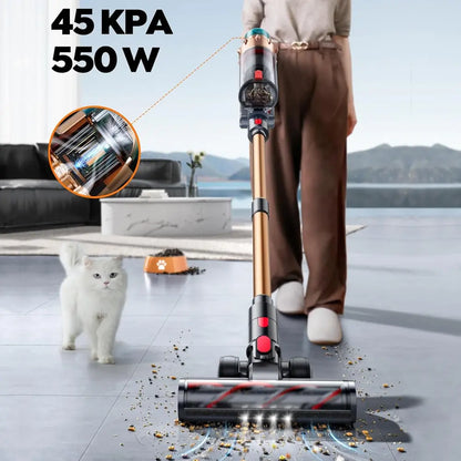 Vacuum Cleaners for Home Cordless, Rechargeable Powerful Handheld Vacuum Cleaner, Detachable Battery, LED Brush, Vacuum Cleaners for Home, Handheld Vacuum for Pet Hair/Carpet/Floor