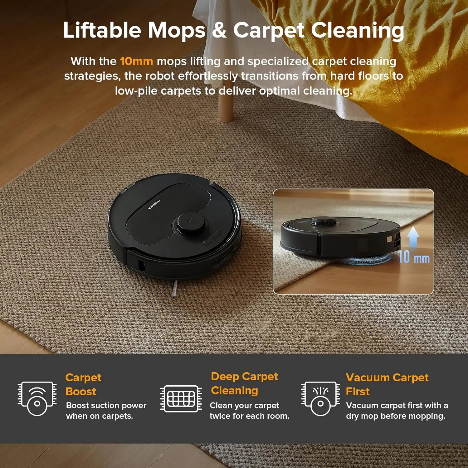 Qrevo Series Robot Vacuum and Mop, 8000Pa Suction, Upgraded from Qrevo S, Anti-Tangle Brushes, Obstacle Avoidance, Auto Mop Washing, -In-One Dock, 200RPM Spinning Mops, Black(Qv 35A)