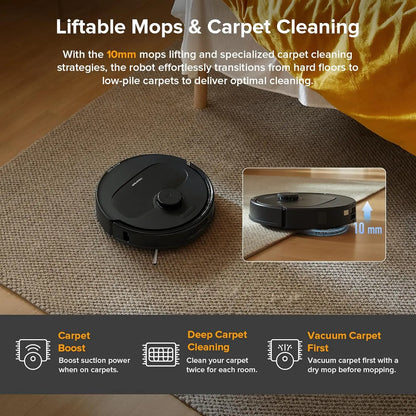 Qrevo Series Robot Vacuum and Mop, 8000Pa Suction, Upgraded from Qrevo S, Anti-Tangle Brushes, Obstacle Avoidance, Auto Mop Washing, -In-One Dock, 200RPM Spinning Mops, Black(Qv 35A)