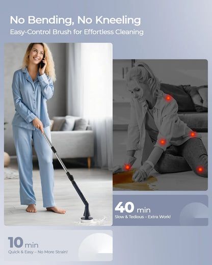 Mayking Electric Spin Scrubber with 9 Brush Heads, 3-Angle & 4-Length Adjustable Cordless Power Scrubber, 3-Speed & Battery LED Display, Electric Scrubber for Cleaning Bathroom Bathtub Floor Tiles Summerwins,Summerwins