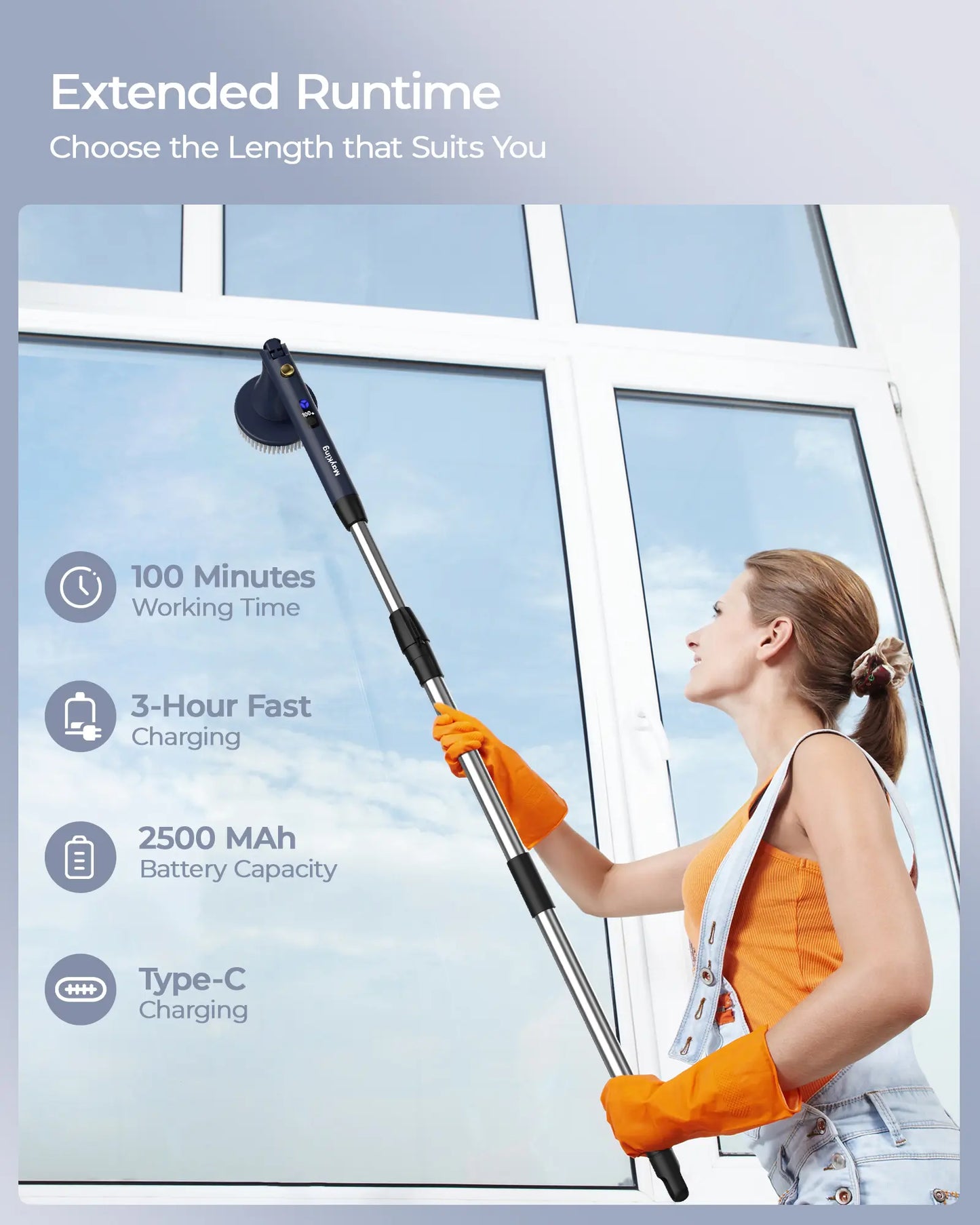 Mayking Electric Spin Scrubber with 9 Brush Heads, 3-Angle & 4-Length Adjustable Cordless Power Scrubber, 3-Speed & Battery LED Display, Electric Scrubber for Cleaning Bathroom Bathtub Floor Tiles Summerwins,Summerwins