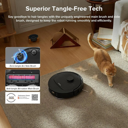 Qrevo Series Robot Vacuum and Mop, 8000Pa Suction, Upgraded from Qrevo S, Anti-Tangle Brushes, Obstacle Avoidance, Auto Mop Washing, -In-One Dock, 200RPM Spinning Mops, Black(Qv 35A)