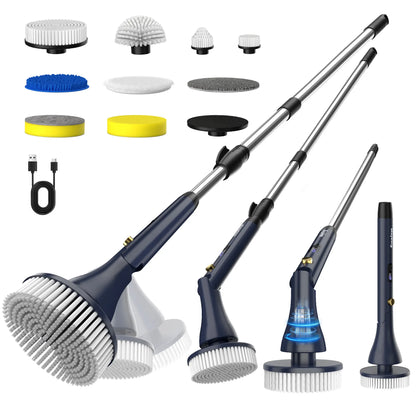 Mayking Electric Spin Scrubber with 9 Brush Heads, 3-Angle & 4-Length Adjustable Cordless Power Scrubber, 3-Speed & Battery LED Display, Electric Scrubber for Cleaning Bathroom Bathtub Floor Tiles Summerwins,Summerwins