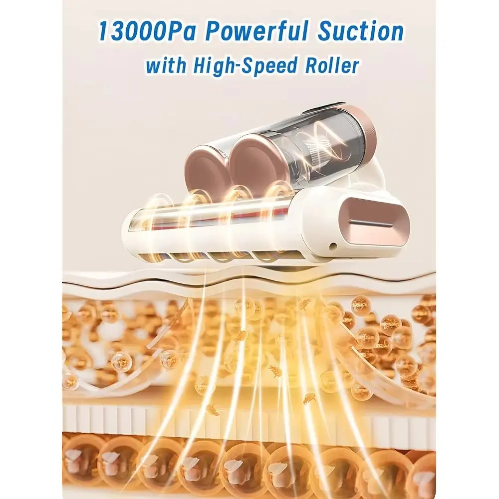 Vacuum Cleaner, Bed Vacuum Cleaner with Uv-C Light,13000Pa Suction, Usb Rechargeable Handheld Vacuum for Couches Self Cleaning System Cordless Vacuum
