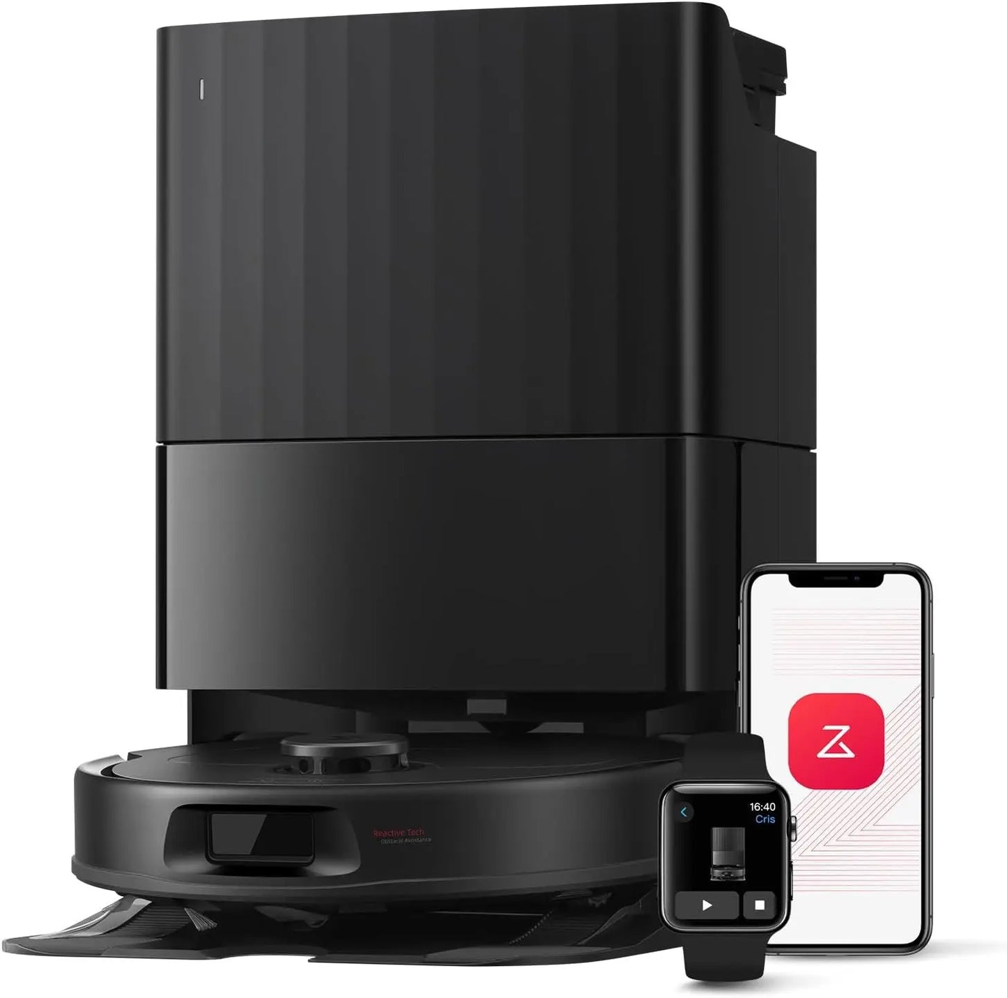 Qrevo Series Robot Vacuum and Mop, 8000Pa Suction, Upgraded from Qrevo S, Anti-Tangle Brushes, Obstacle Avoidance, Auto Mop Washing, -In-One Dock, 200RPM Spinning Mops, Black(Qv 35A)