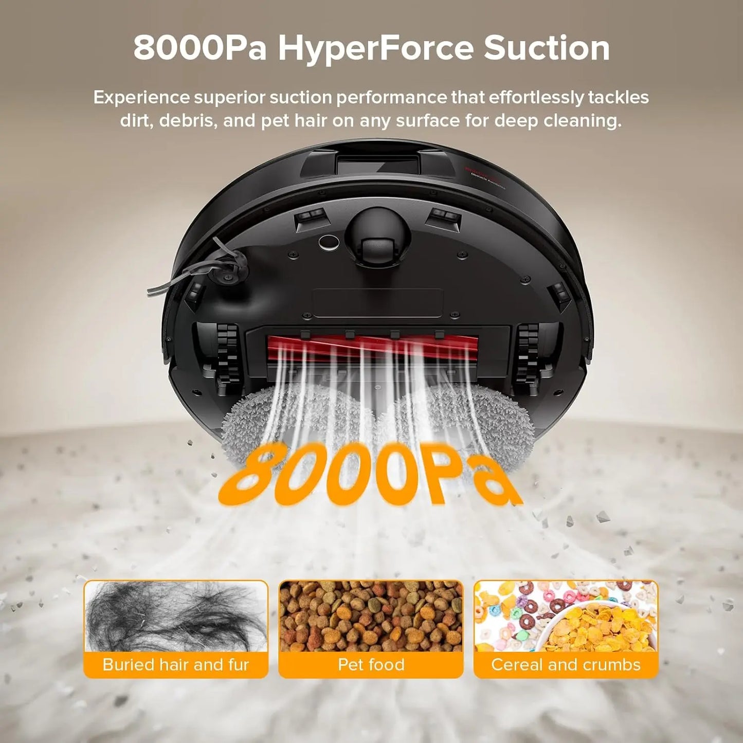 Qrevo Series Robot Vacuum and Mop, 8000Pa Suction, Upgraded from Qrevo S, Anti-Tangle Brushes, Obstacle Avoidance, Auto Mop Washing, -In-One Dock, 200RPM Spinning Mops, Black(Qv 35A)
