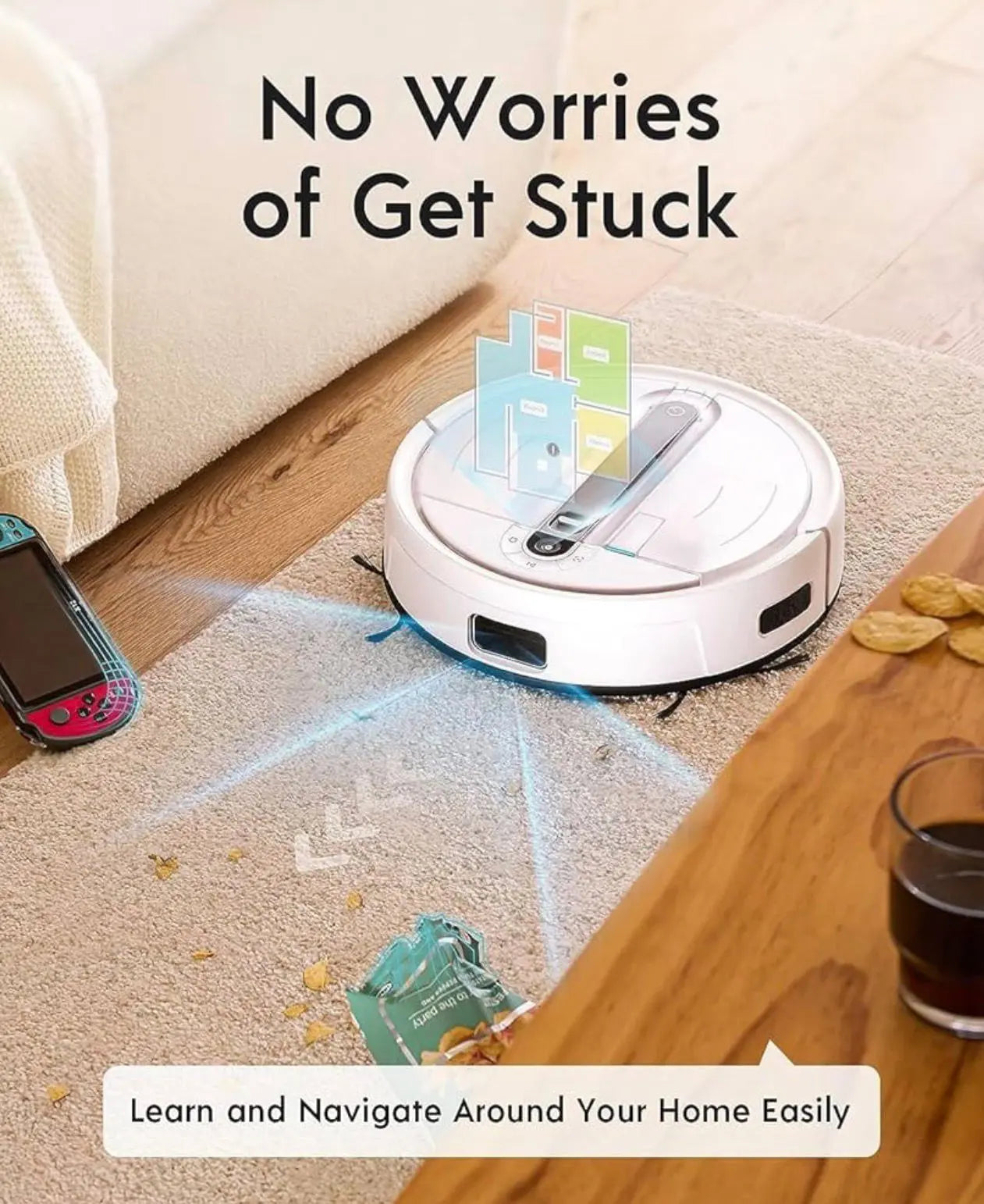 Yeedi Cube YDAX11 2-In-1 Robot Vacuum & Mop with 4300 Pa Suction Self-Cleaning Dock Smart Mapping App Control Alexa Google Compatible