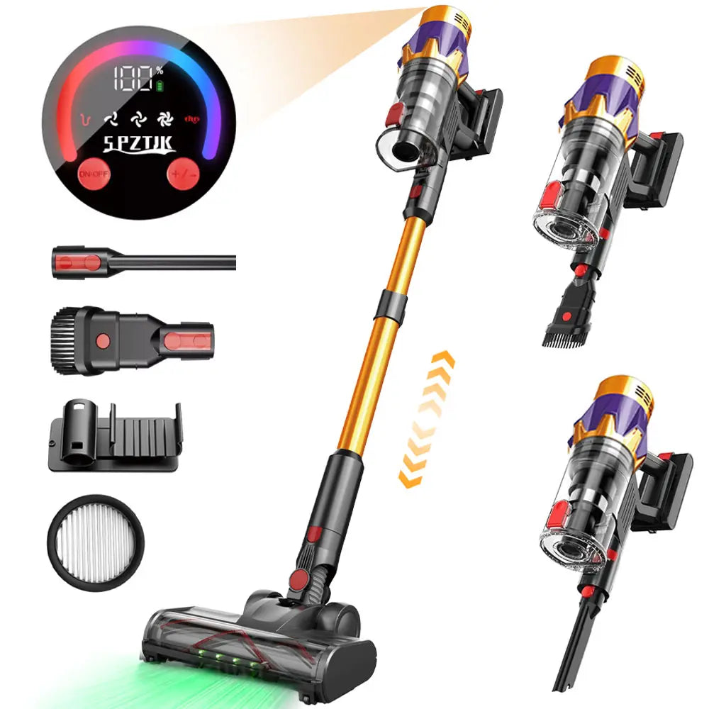 Vacuum Cleaners for Home Cordless, Rechargeable Powerful Handheld Vacuum Cleaner, Detachable Battery, LED Brush, Vacuum Cleaners for Home, Handheld Vacuum for Pet Hair/Carpet/Floor
